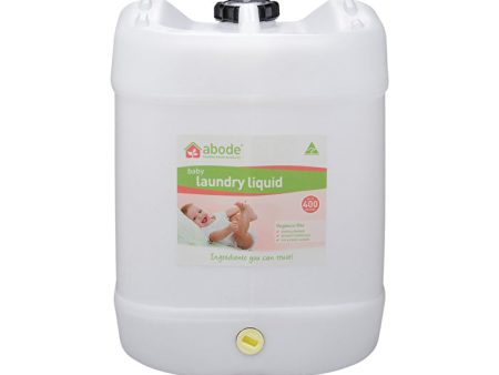 Abode Cleaning Products Abode Laundry Liquid (Front & Top Loader) Baby (Fragrance Free) Drum with Tap 15000ml For Sale